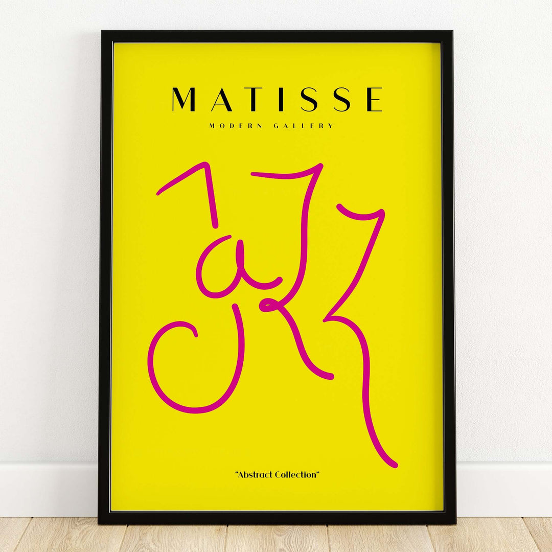 Matisse Art Prints - Jazz Pink Lettering Yellow Poster Art showcasing vibrant abstract design.