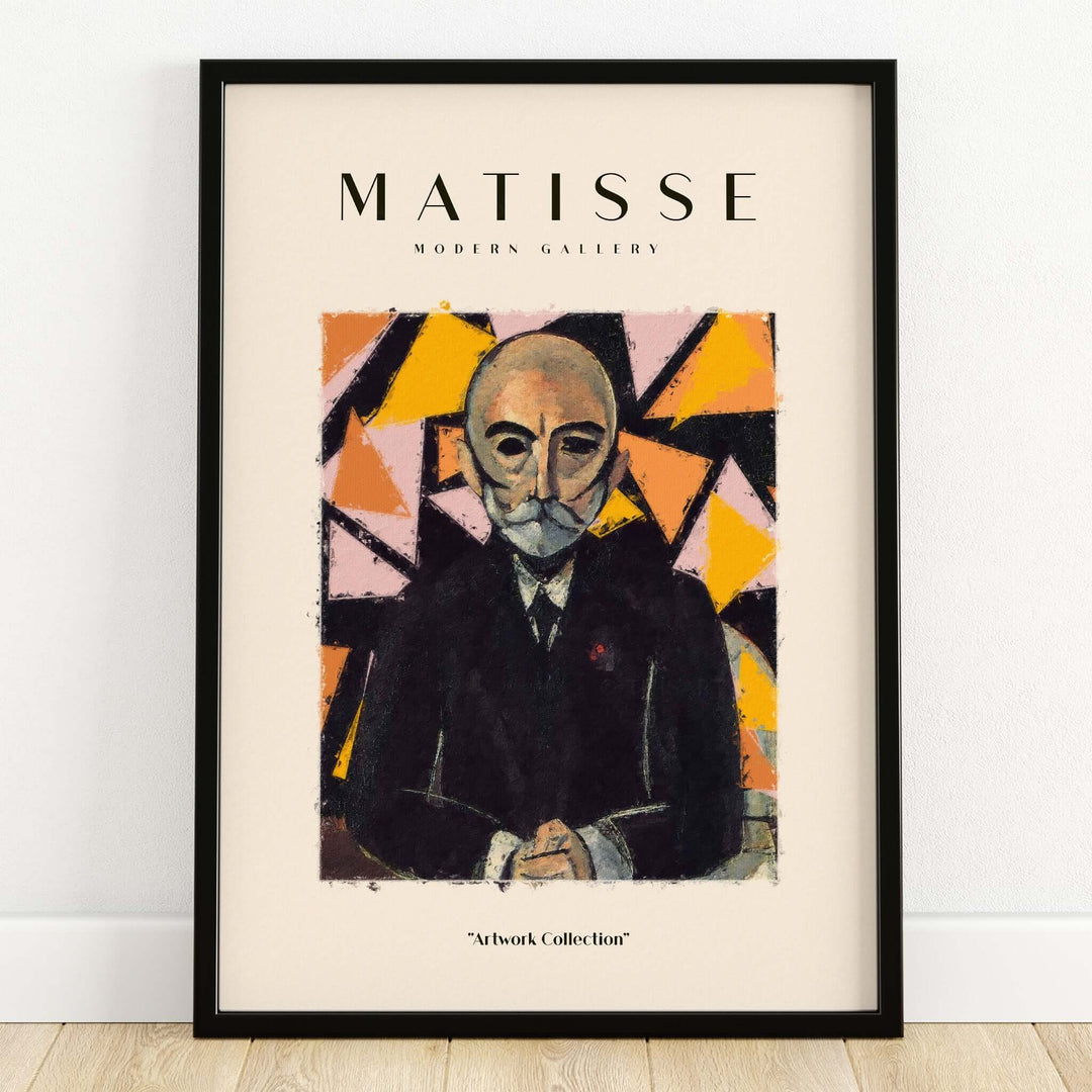 Matisse Art Prints - Portrait Man in Suit Geometric Wall Art features abstract art with a sophisticated older man in a dark suit.