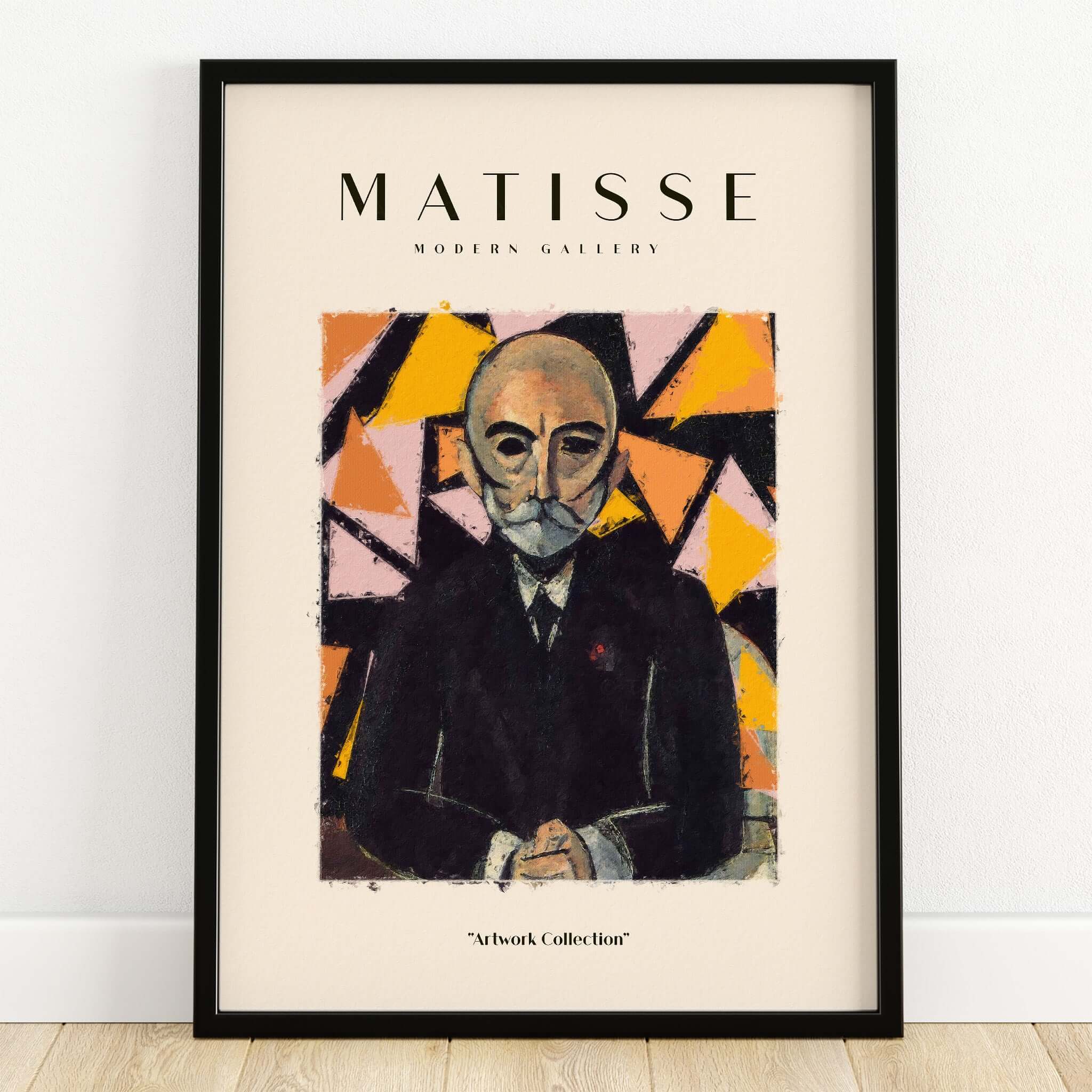 Matisse Art Prints - Portrait Man in Suit Geometric Wall Art features abstract art with a sophisticated older man in a dark suit.