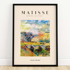 Matisse Art Prints - Abstract Painterly Landscape Bridge Poster displayed in modern gallery frame.