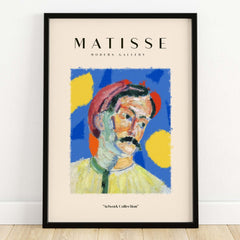 Matisse Art Prints -  Abstract Man Portrait Poster featuring a colorful portrait with a mustached man in a red hat.