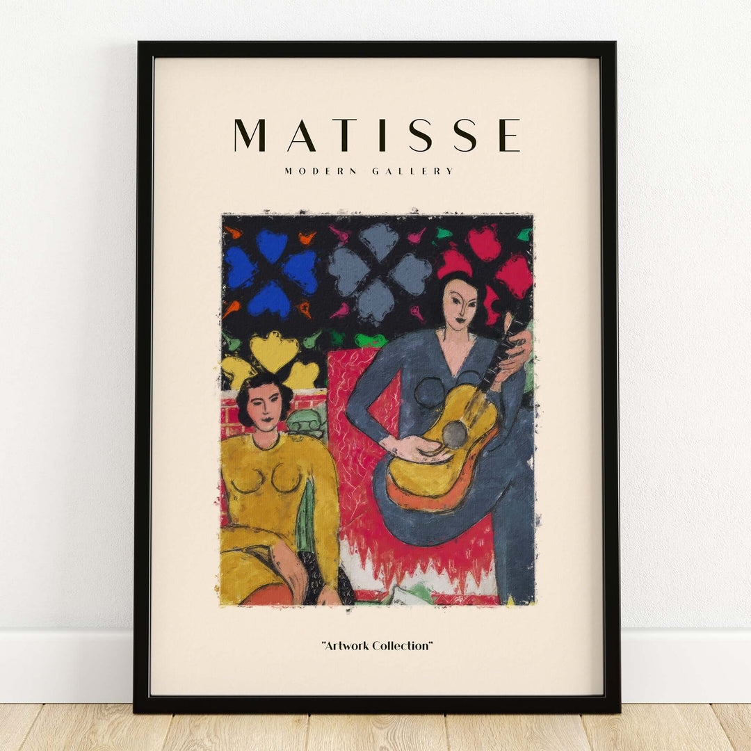 Matisse Art Prints - Two Women Guitar Interior Scene Poster featuring two women in vibrant colors.