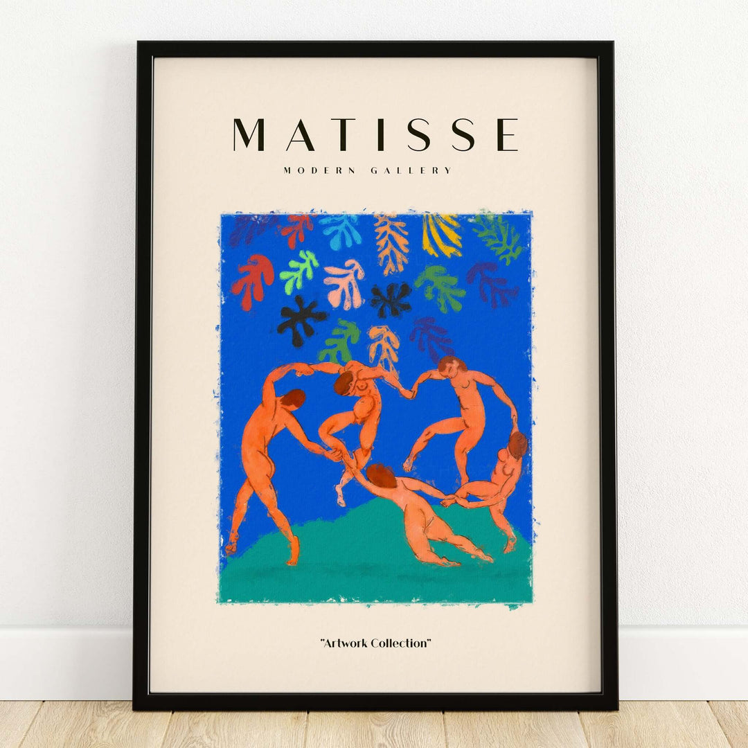 Matisse Art Prints - The Dance Figures Abstract Sky Poster featuring vibrant dance figures on a blue background.