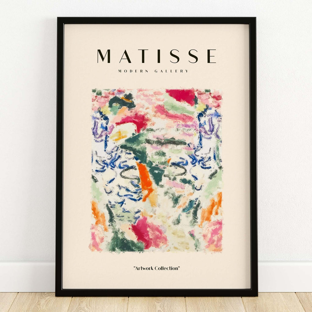 Matisse Art Prints - Abstract Expressive Swirls Colors Wall Art in a modern gallery frame showcasing vibrant colors.