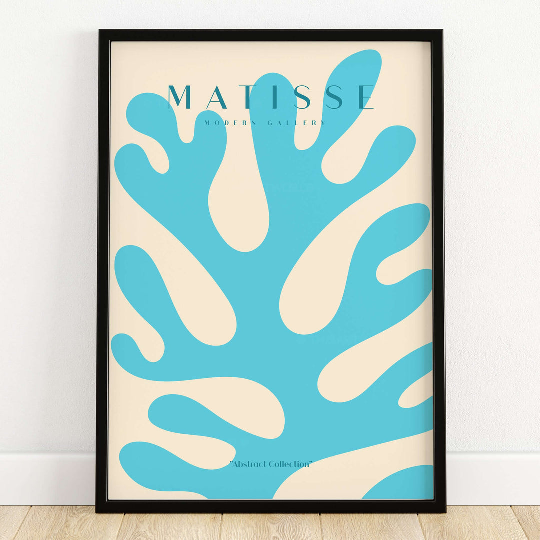 Matisse Art Prints -  Blue Coral Abstract Botanical Art Print Poster featuring vibrant blue coral design