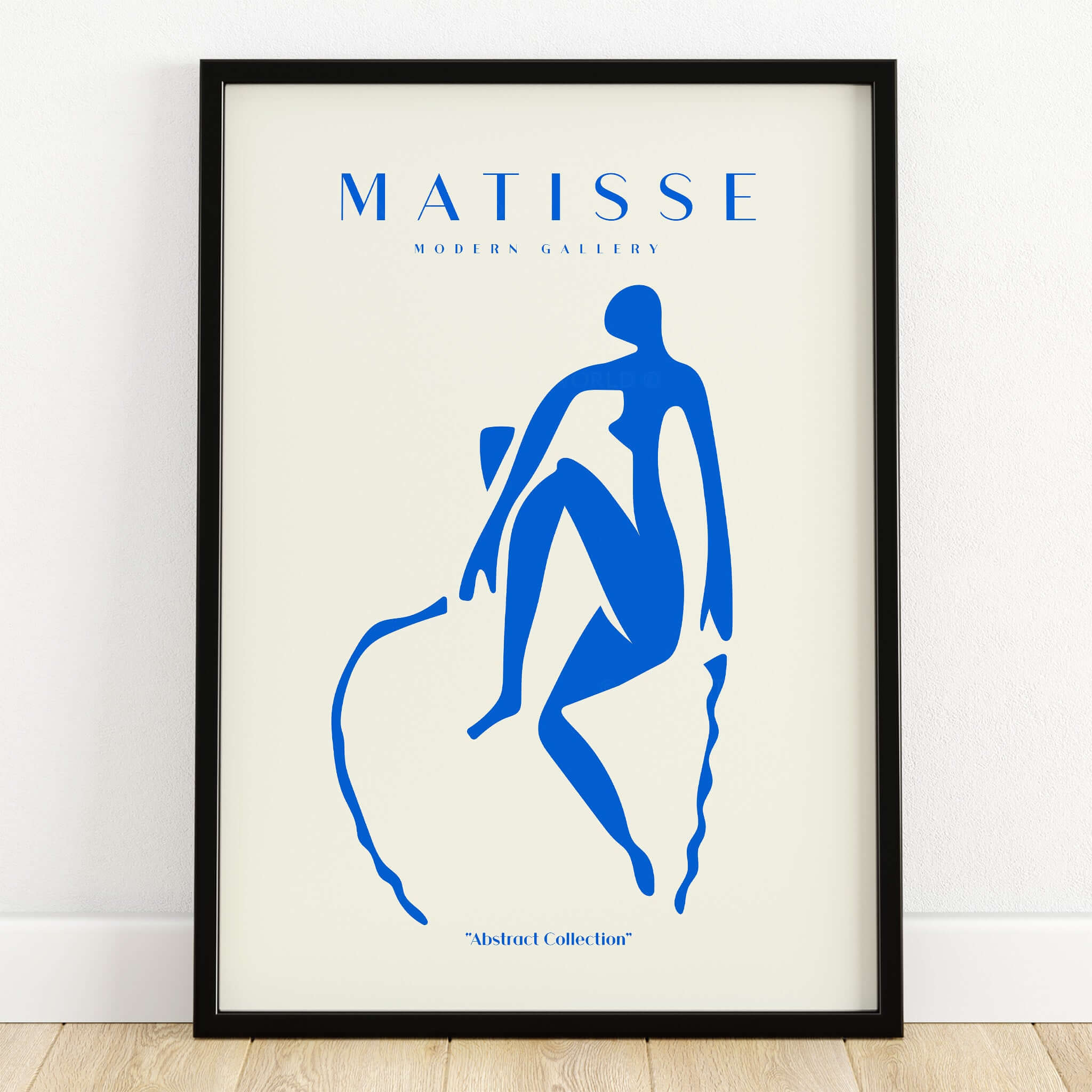 Matisse Art Prints -  Blue Nude Seated Figure Poster featuring a blue silhouette on a beige background.