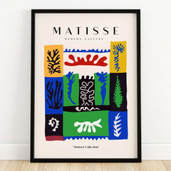 Matisse Art Prints -  Complex Abstract Botanical Patchwork Poster featuring colorful abstract botanical motifs.