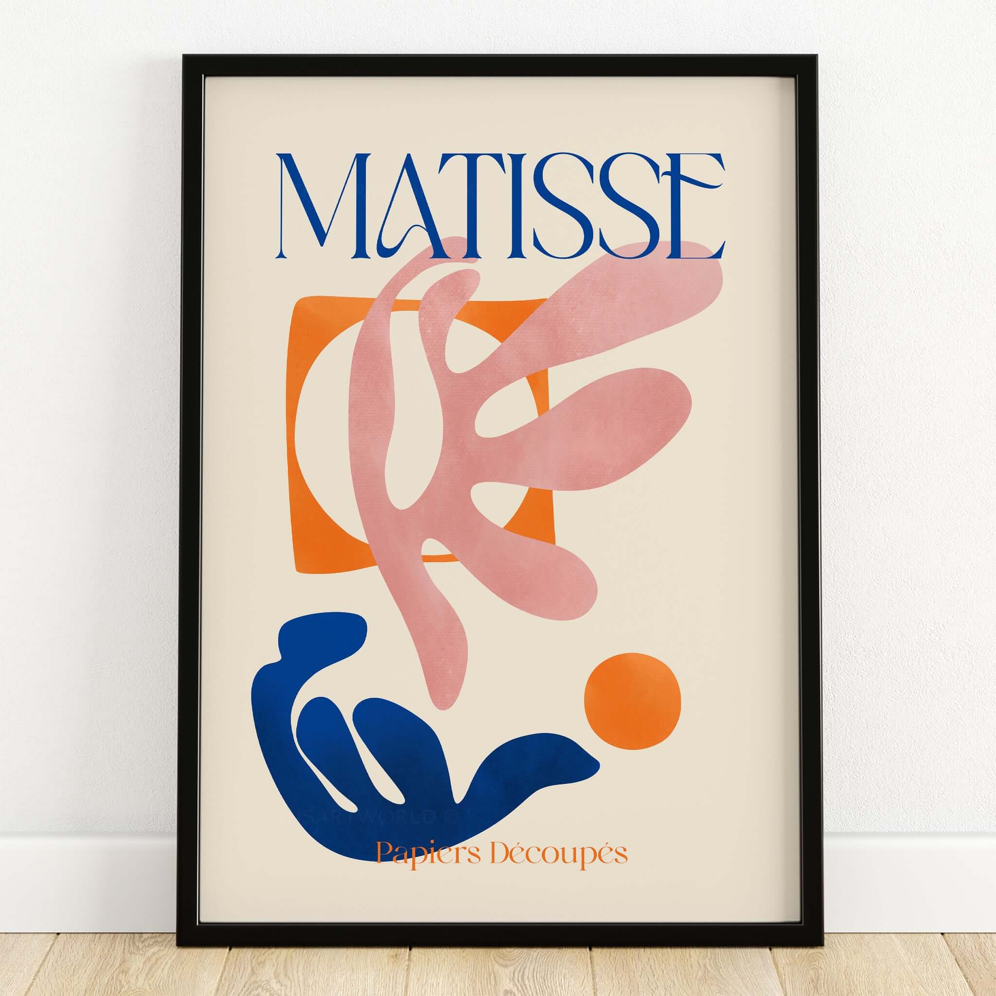 Matisse Papiers Découpés Pink Blue Abstract Art Print with dynamic shapes and bold colors.