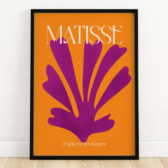 Matisse Papiers Découpés Purple Cut Out on Orange Background Abstract Art Print