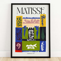 Matisse Amphitrite 1947 Abstract Patchwork Poster Print featuring vibrant colors and botanical shapes.