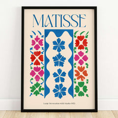 Matisse Large Decoration with Masks Vertical Panel Art Print featuring colorful floral motifs and bold design.
