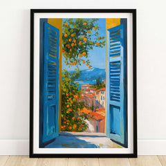 Matisse Open Window Art Print | French Riviera Sea View Poster showcasing vibrant colors and a serene coastal view.