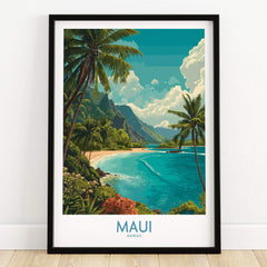 Maui Hawaii Poster | Exotic Island Paradise Shoreline Canvas Print featuring tropical scenery and vibrant colors.