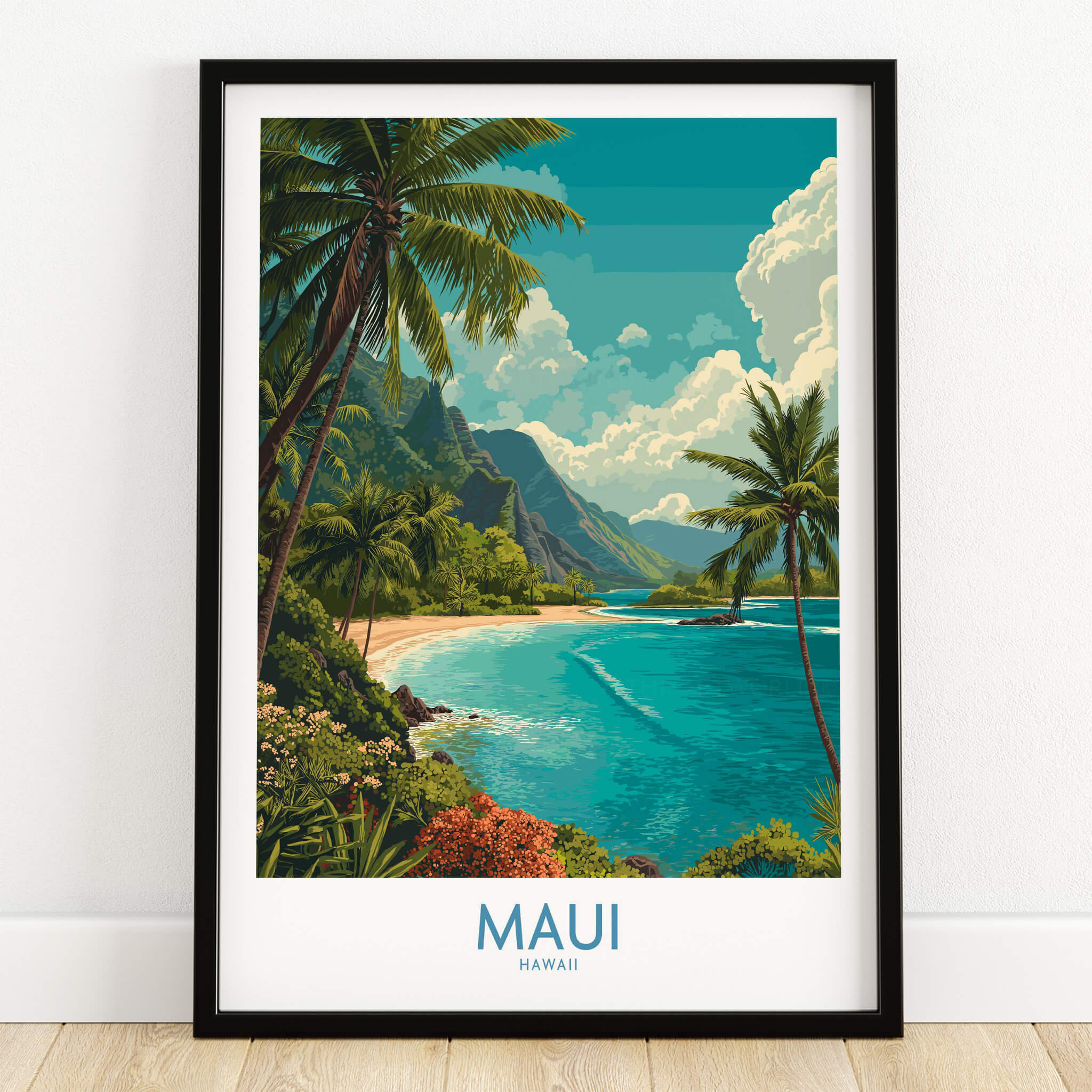 Maui Hawaii Poster | Exotic Island Paradise Shoreline Canvas Print featuring tropical scenery and vibrant colors.