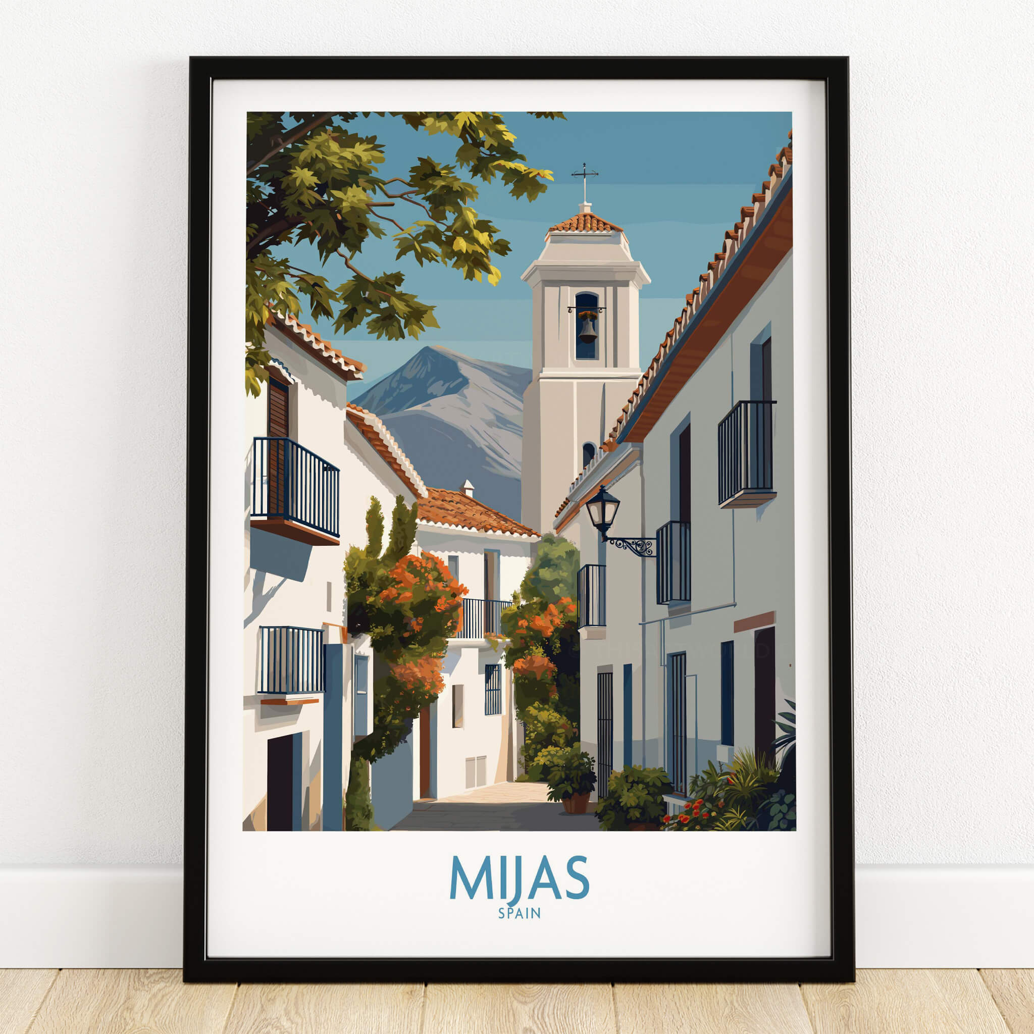 Mijas Spain Canvas Print | Historic Spanish Village Scene Poster featuring a charming street scene in Mijas.