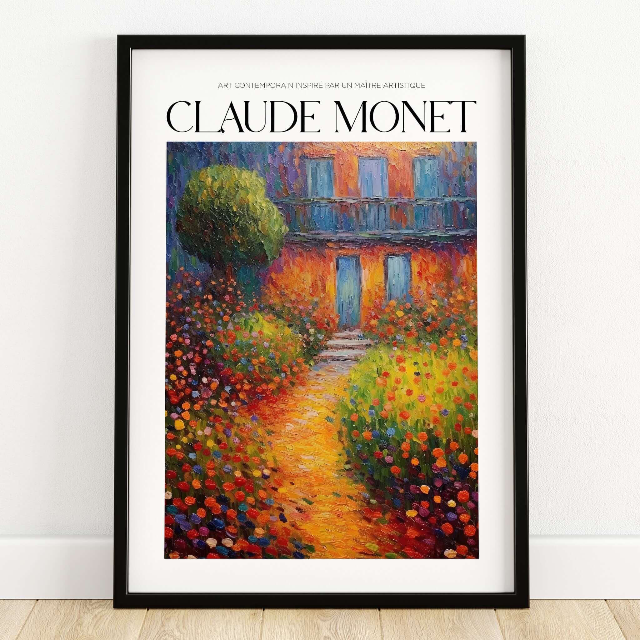 Claude Monet Poster Print - Wall Art for Room Decor - Impressionist Exhibition Print featuring colorful garden and villa.