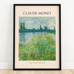 Monet Banks of the Seine Vétheuil River Landscape Art Print Poster featuring tranquil scene and vibrant colors.