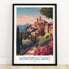 Montepulciano Italy Canvas Print | Italian Sunset Landscape Poster showcasing Tuscany's scenic hills and architecture.