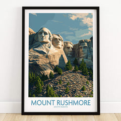Mount Rushmore Poster | Black Hills National Memorial Canvas Print showcasing the iconic presidential faces and natural beauty.