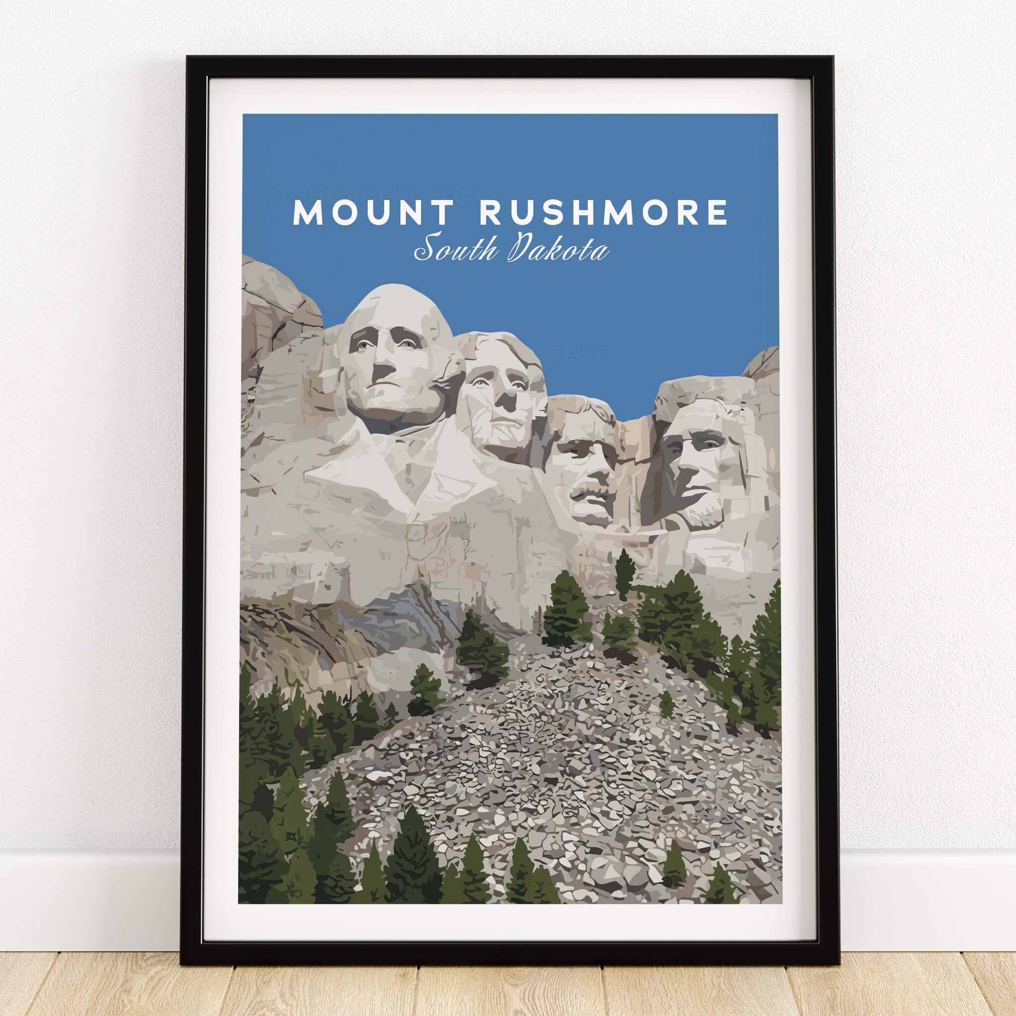 Mount Rushmore Print | National Memorial Wall Art showcasing the iconic faces of the monument against a blue sky.
