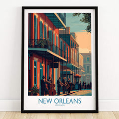 New Orleans Canvas Print | Musical Heritage Cityscape Poster featuring musicians and vibrant architecture.