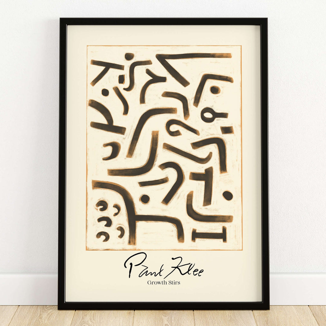 Paul Klee Growth Stirs Abstract Art Print Modern Poster Wall Decor featuring dynamic lines on beige background.
