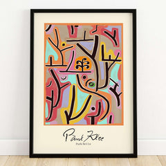 Paul Klee Park Bei Lu Colorful Abstract Landscape Poster Art Print in a black frame showcasing vibrant colors and abstract forms.