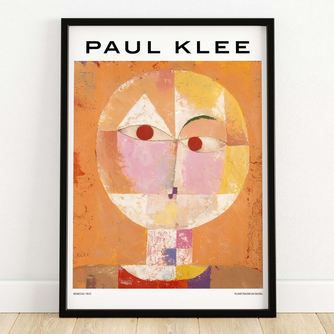 Paul Klee Senecio Head of Man Abstract Portrait Poster Art Print showcasing vibrant geometric shapes.