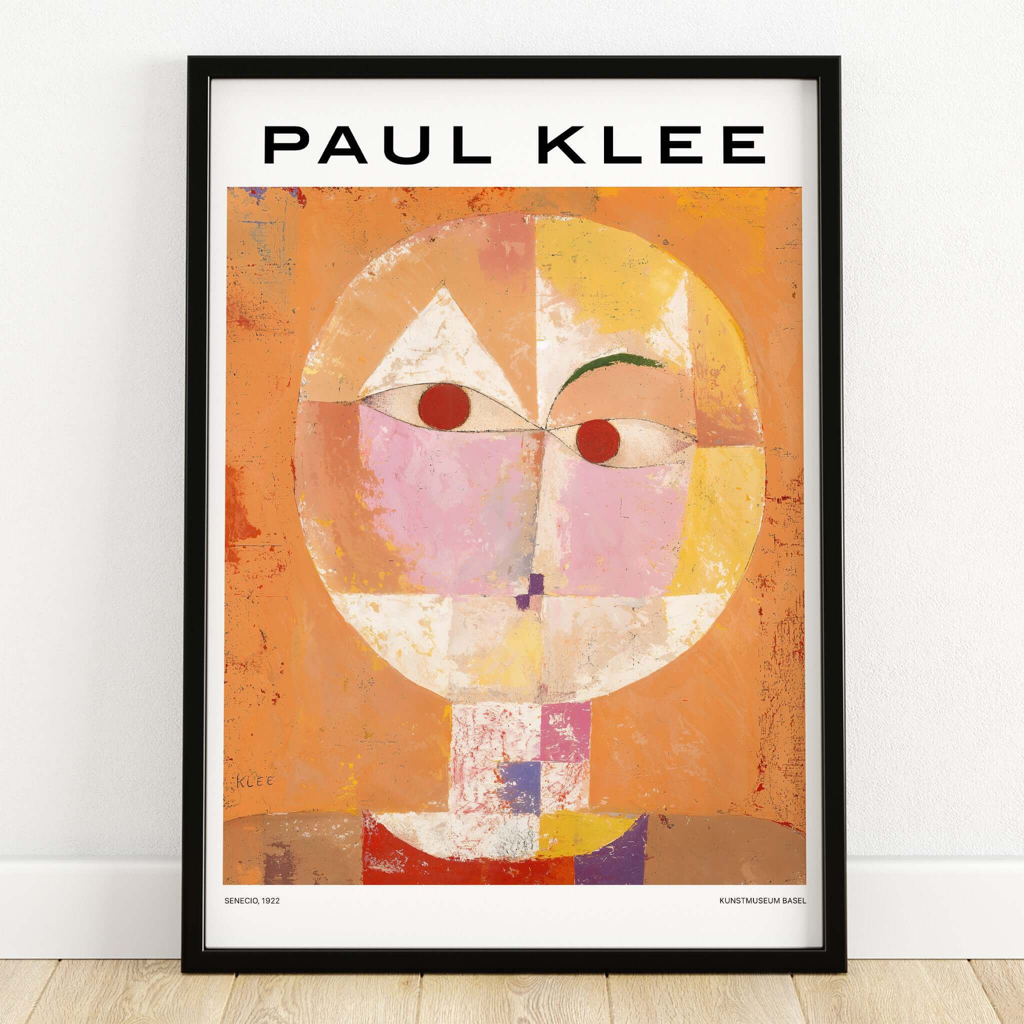 Paul Klee Senecio Head of Man Abstract Portrait Poster Art Print showcasing vibrant geometric shapes.