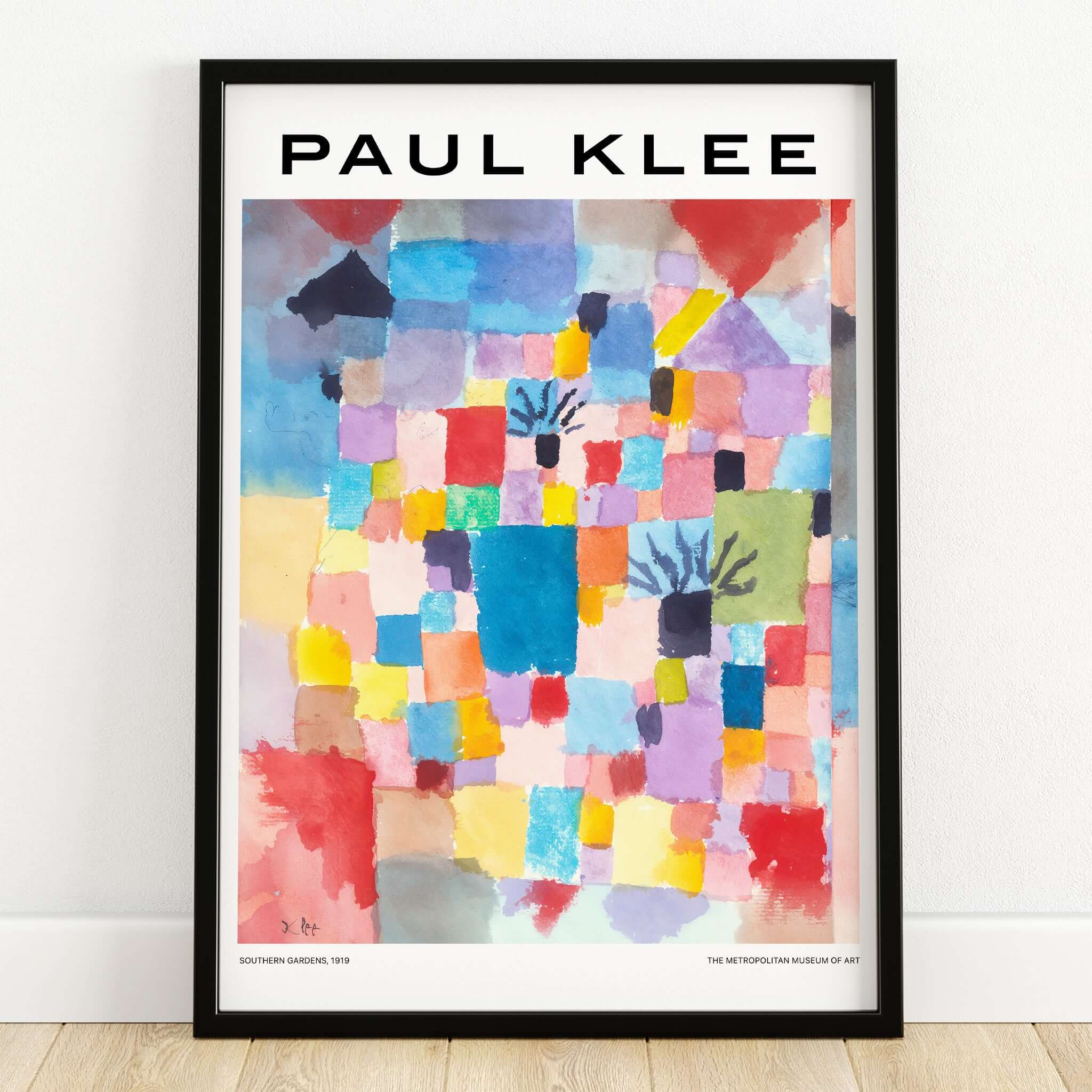 Paul Klee Southern Gardens Abstract Landscape Colorful Poster Art Print featuring vibrant watercolor squares.