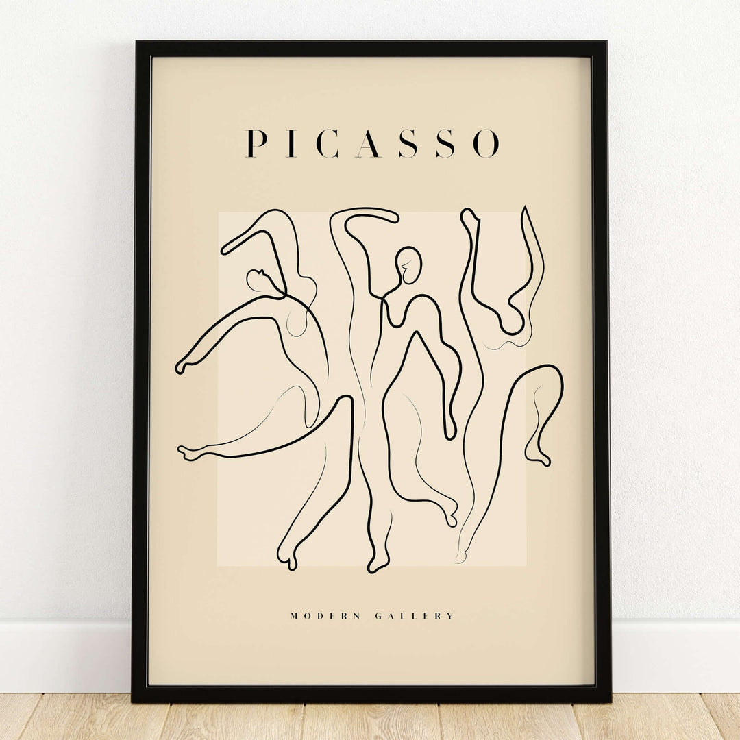 Picasso Dancing Figures Line Art Abstract Minimalist Poster Modern Gallery Print showcasing abstract dancing figures in black lines.