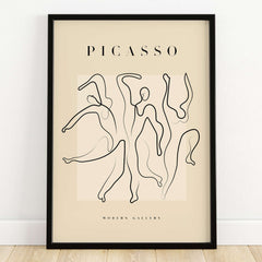 Picasso Dancing Figures Line Art Abstract Minimalist Poster Modern Gallery Print showcasing abstract dancing figures in black lines.