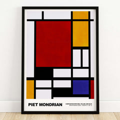 Piet Mondrian Composition Red Yellow Blue 1939 De Stijl Poster Geometric Abstract Print framed art display