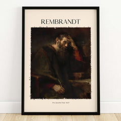 Rembrandt The Apostle Paul 1657 Religious Art Print Baroque Painting Poster framed in a modern style.