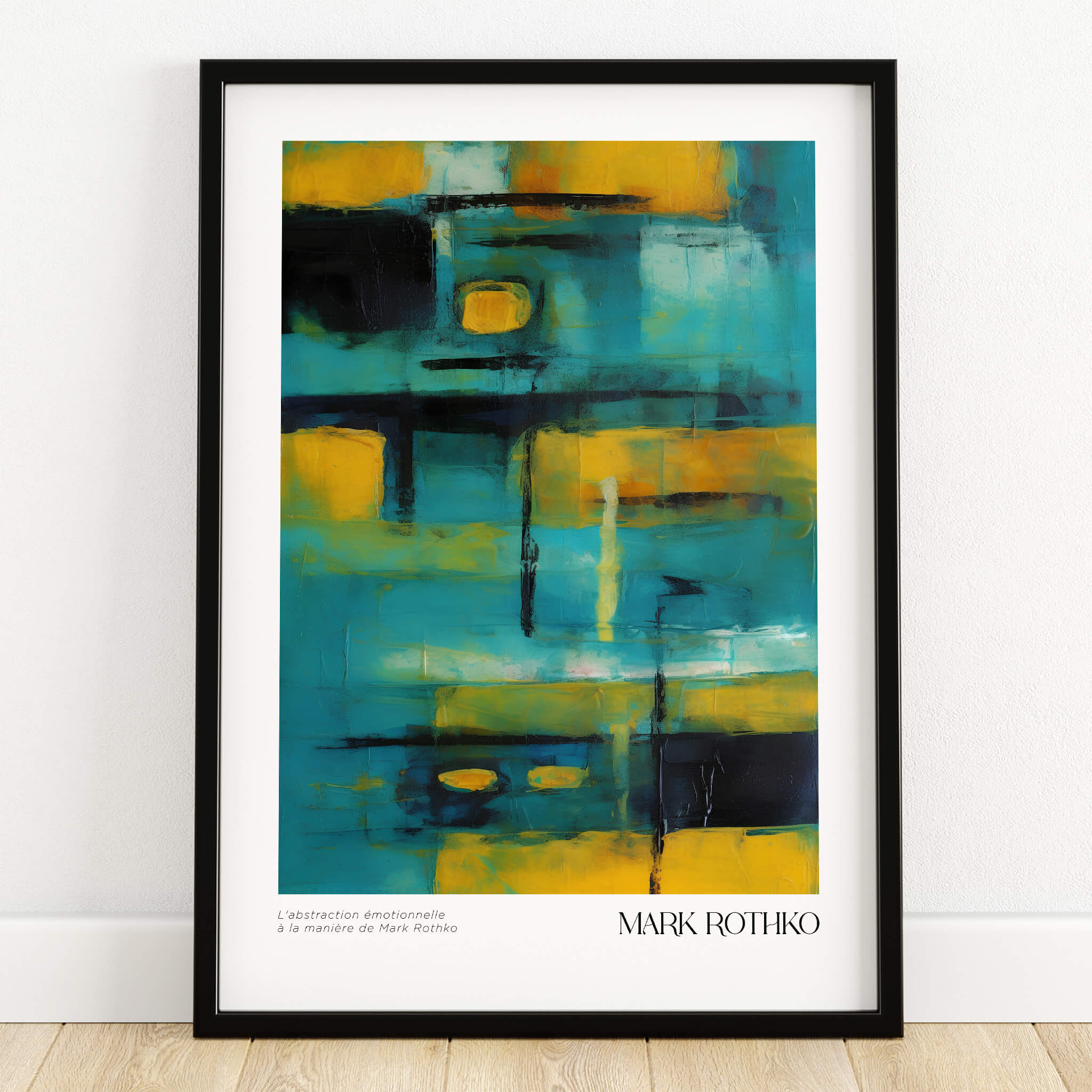 Rothko Inspired Abstract Yellow and Teal Art Print | Modern Poster featuring vibrant colors and bold geometric shapes