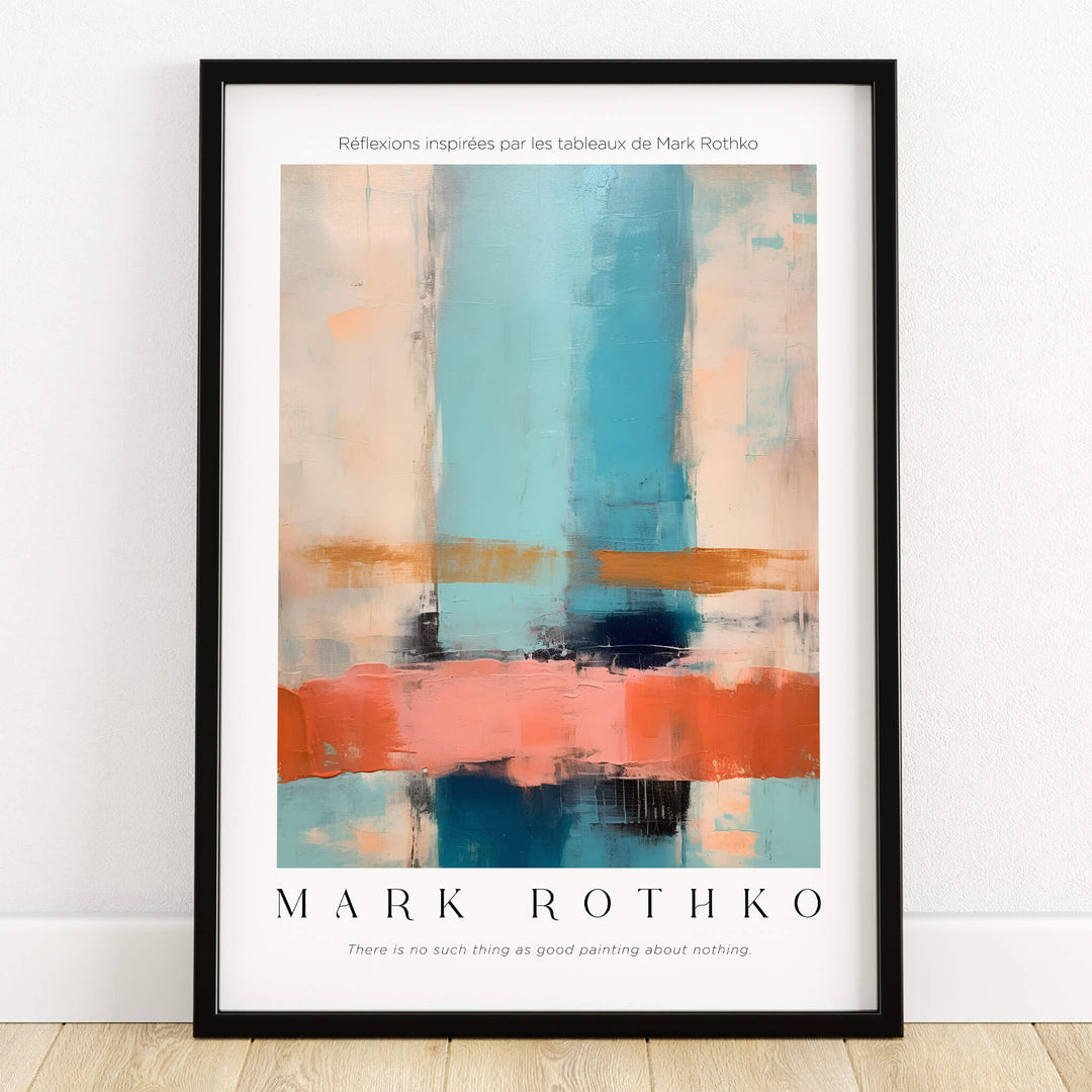 Rothko Inspired Abstract Pastel Color Art Print | Minimalist Vertical Blocks Poster framed on a wall with soft hues.
