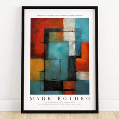 Rothko Style Modern Expressionist Painting Poster | Contemporary Wall Art framed in a stylish setting.
