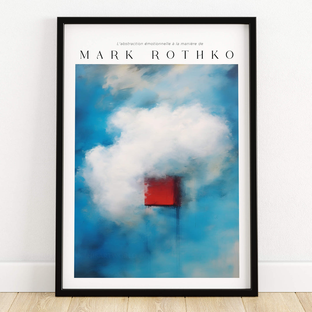 Rothko Style Minimalist Cloud Painting Print | Modern Abstract Wall Decor framed art showcasing abstract clouds and vibrant colors.