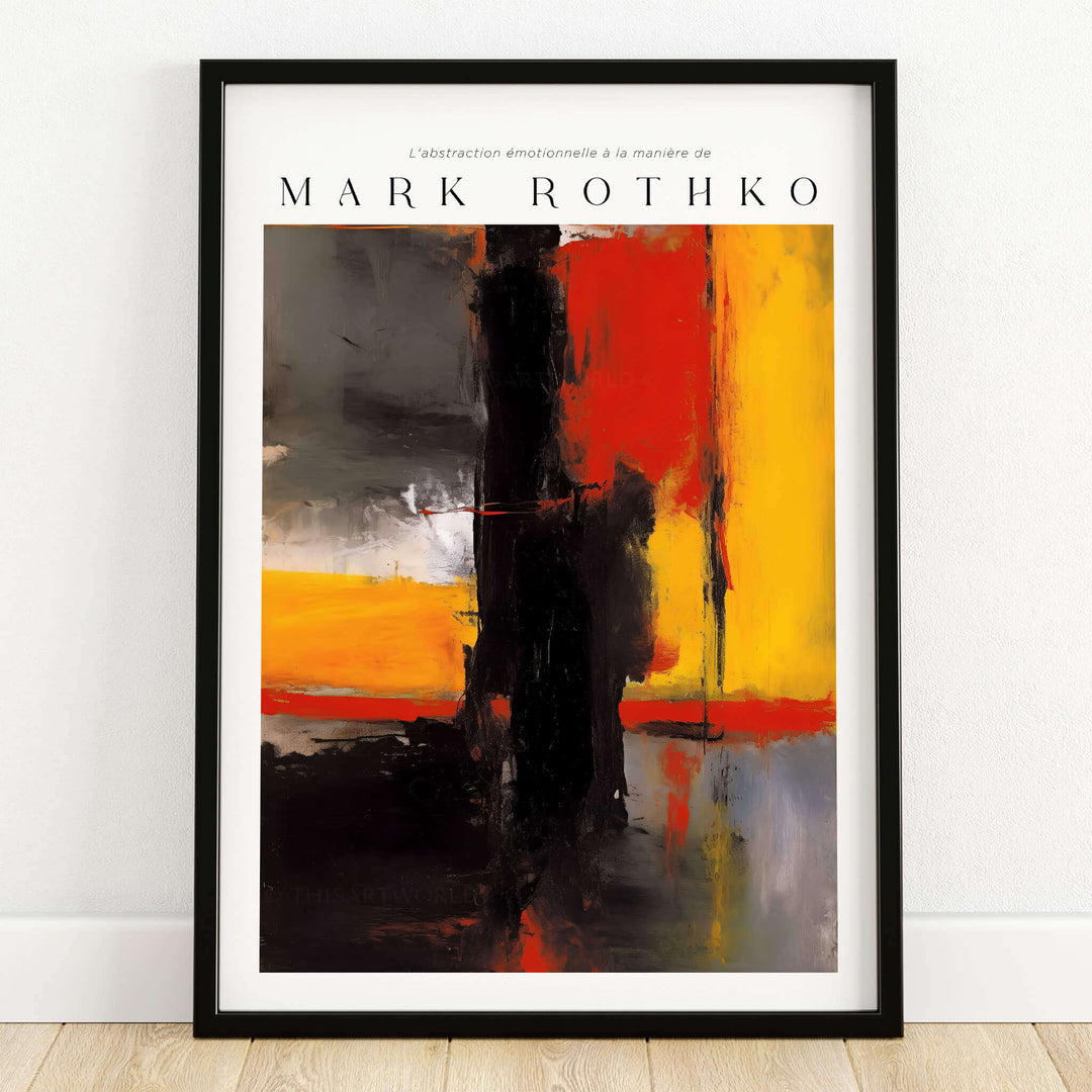 Mark Rothko Style Bold Black and Yellow Abstract Canvas Art Print featuring striking contrasts and vibrant colors.