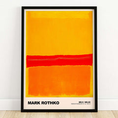 Mark Rothko No 5 No 22 Abstract Expressionist Print Red Orange Yellow Poster Wall Art in a black frame