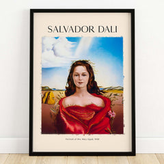Salvador Dali Portrait Mrs Mary Sigall 1948 Surrealist Woman Art Print Poster displayed in a framed wall art.