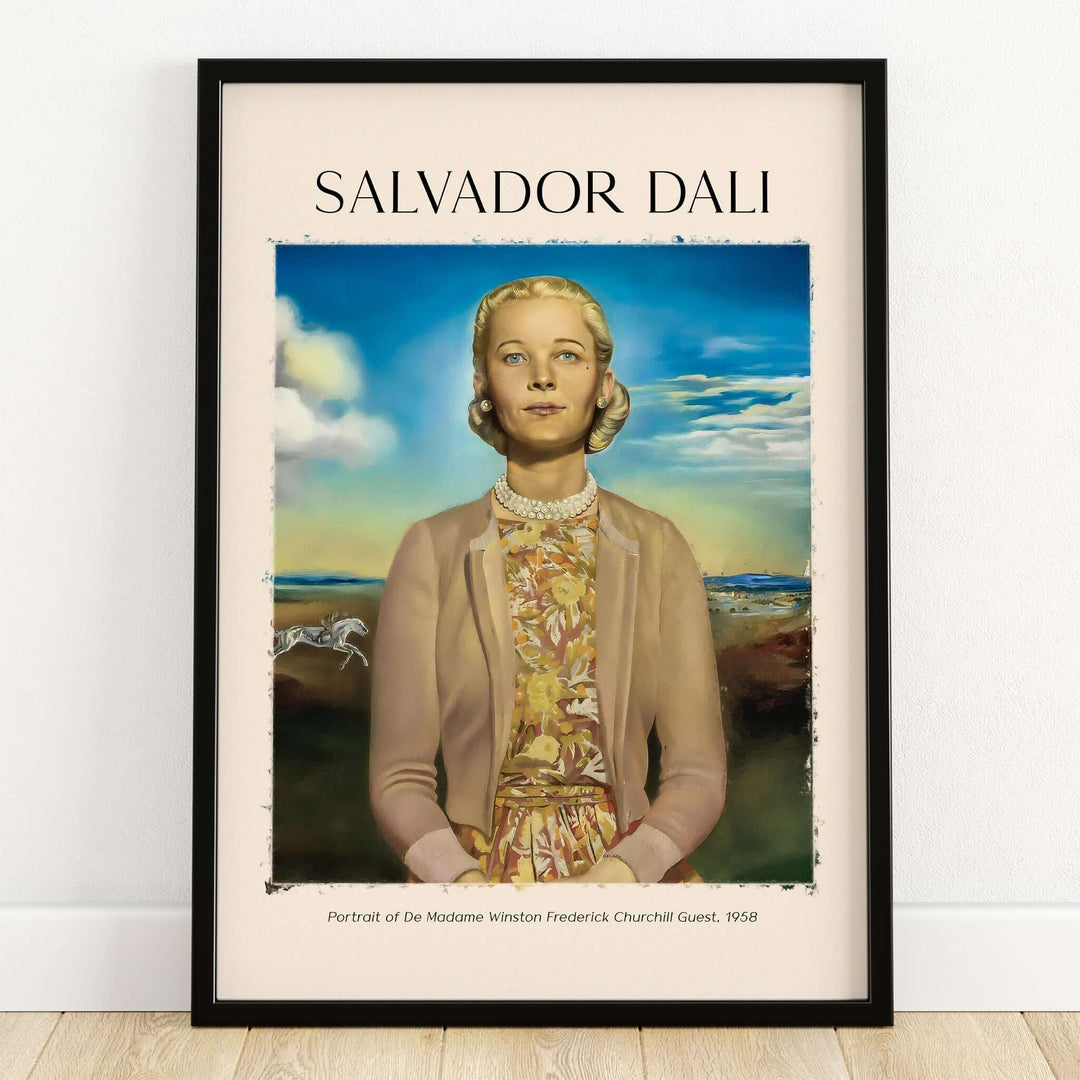 Salvador Dali Portrait Madame Winston Churchill Guest 1958 Surrealist Society Print Poster framed art poster
