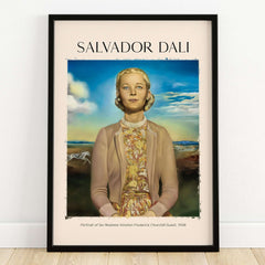 Salvador Dali Portrait Madame Winston Churchill Guest 1958 Surrealist Society Print Poster framed art poster