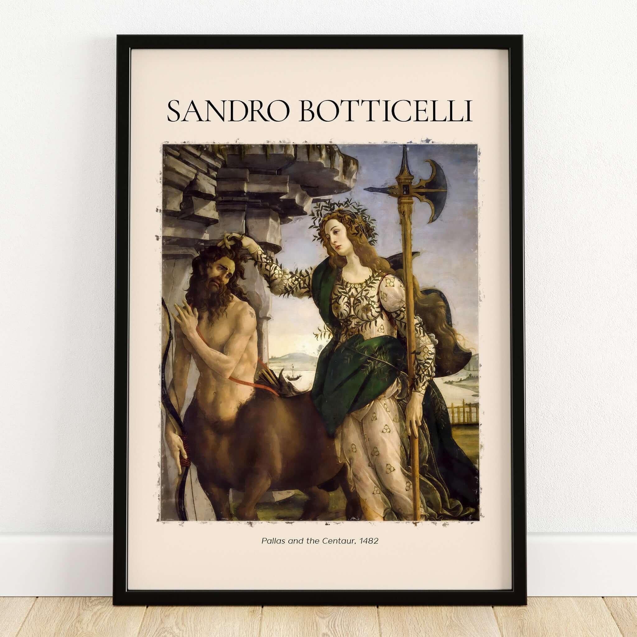 Botticelli Pallas and the Centaur Minerva Art Print Mythology Allegory Poster framed artwork.
