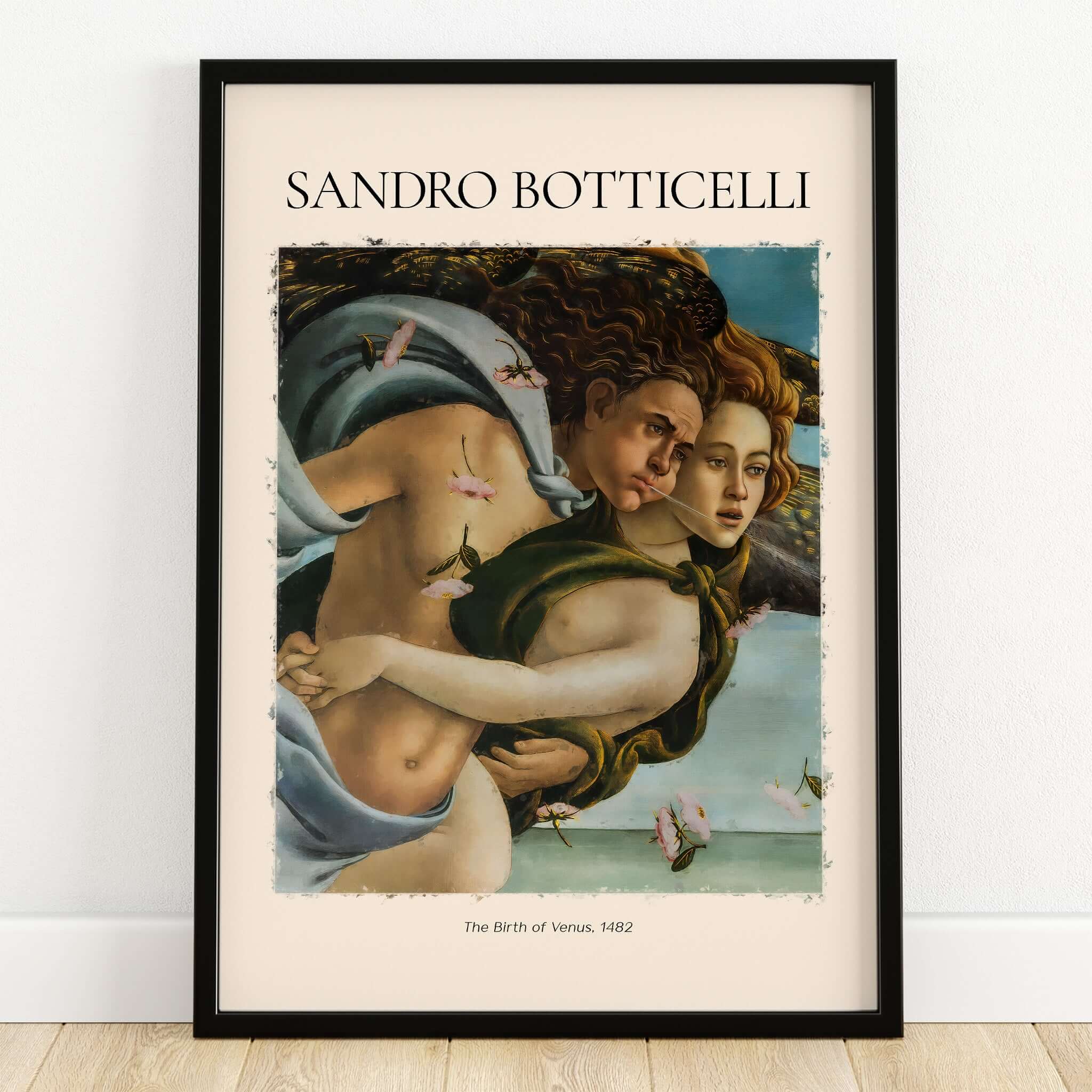 Botticelli Birth of Venus Detail Zephyr Aura Art Print Renaissance Mythology Poster featuring characters Zephyr and Aura.