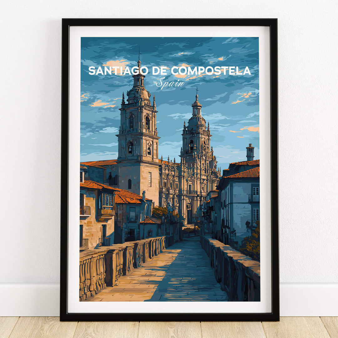 Santiago de Compostela Spain Print | Camino Wall Decor featuring iconic architecture and vibrant colors