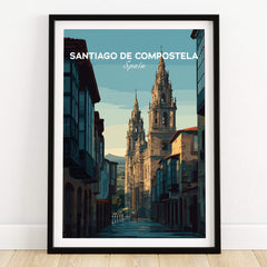 Santiago de Compostela Galician Old Town Architecture Print | Camino Wall Decor showcasing historical architecture in Spain.