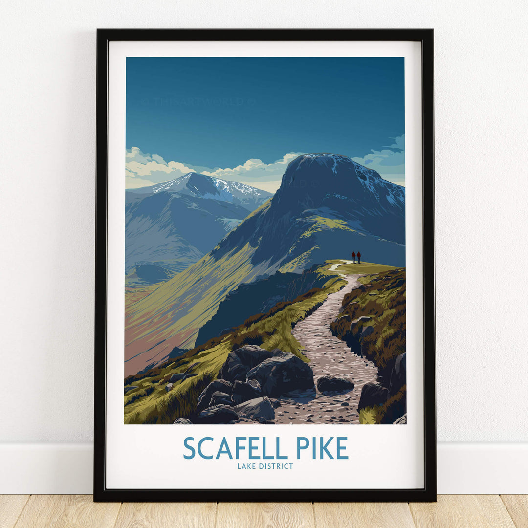 Scafell Pike Lake District Poster | Hiking Trail Landscape Canvas Print showcasing the stunning mountain path.