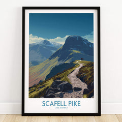 Scafell Pike Lake District Poster | Hiking Trail Landscape Canvas Print showcasing the stunning mountain path.