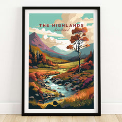 Scottish Highlands Wall Art featuring vibrant scenery of Scotland's Highlands with colorful landscapes and artistic details.